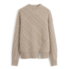 Women's Thick Wool Sweater - Loose Knit Fashion Top