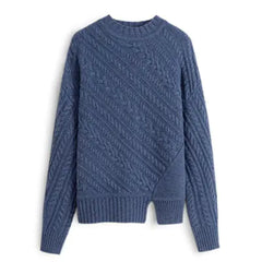 Women's Thick Wool Sweater - Loose Knit Fashion Top