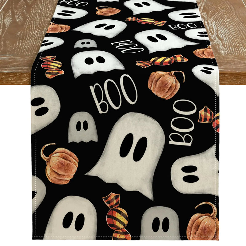 Halloween Ghost & Pumpkin Table Runner