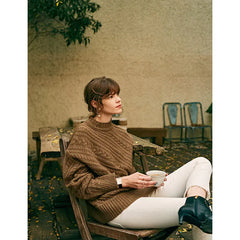 Women's Thick Wool Sweater - Loose Knit Fashion Top