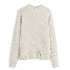 Women's Thick Wool Sweater - Loose Knit Fashion Top